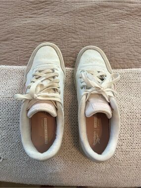 Reebok Cream and Tan Low-Top Suede Sneakers